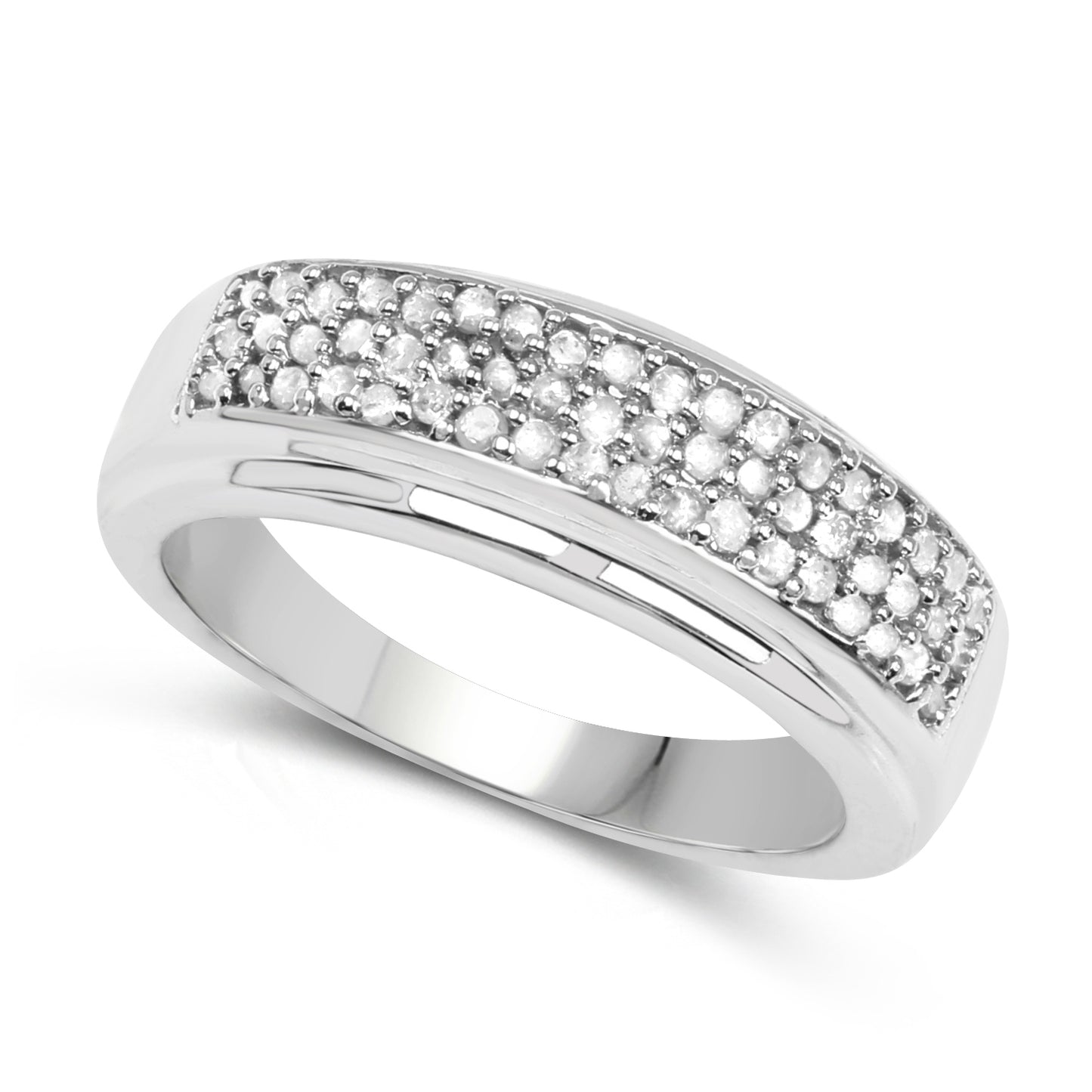 Genuine White Diamond Sterling Silver Graduated Ring