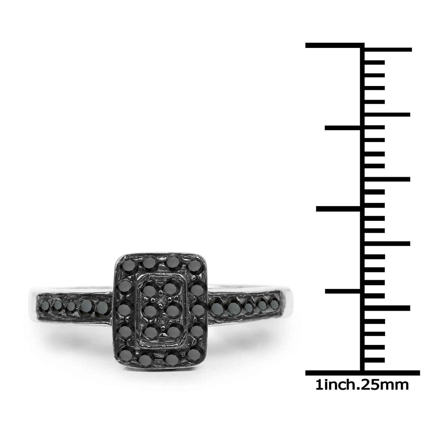 Genuine Black Diamond Sterling Silver Graduated Ring