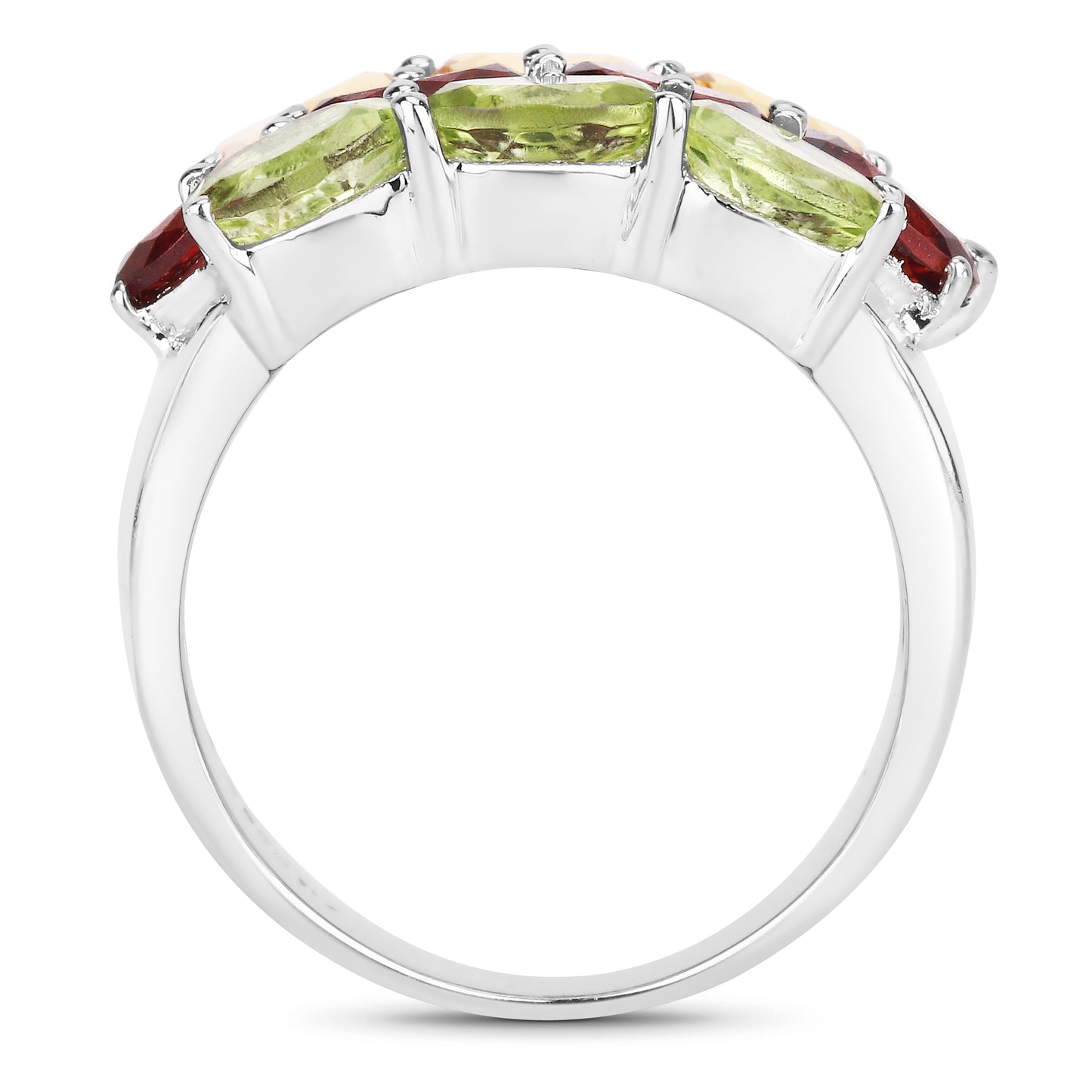 Genuine Multi Stone Sterling Silver Cluster Ring