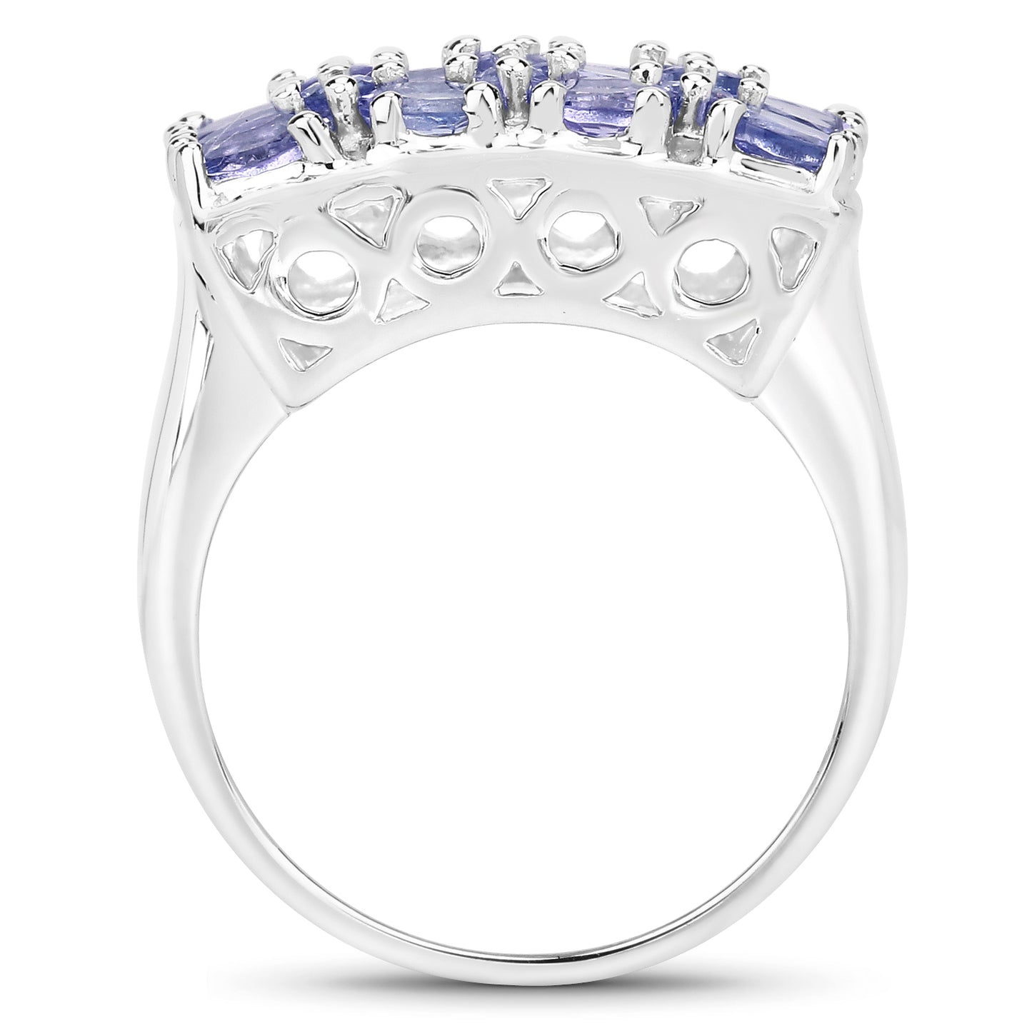 Genuine Tanzanite Sterling Silver Graduated Ring