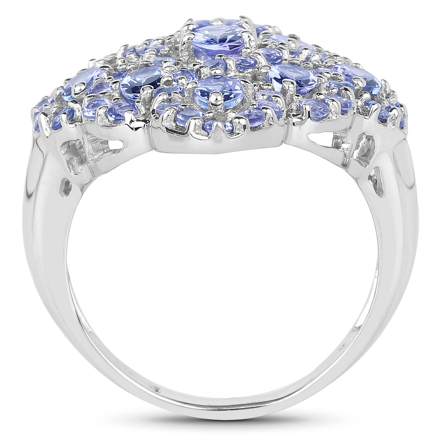 Genuine Tanzanite Sterling Silver Graduated Ring