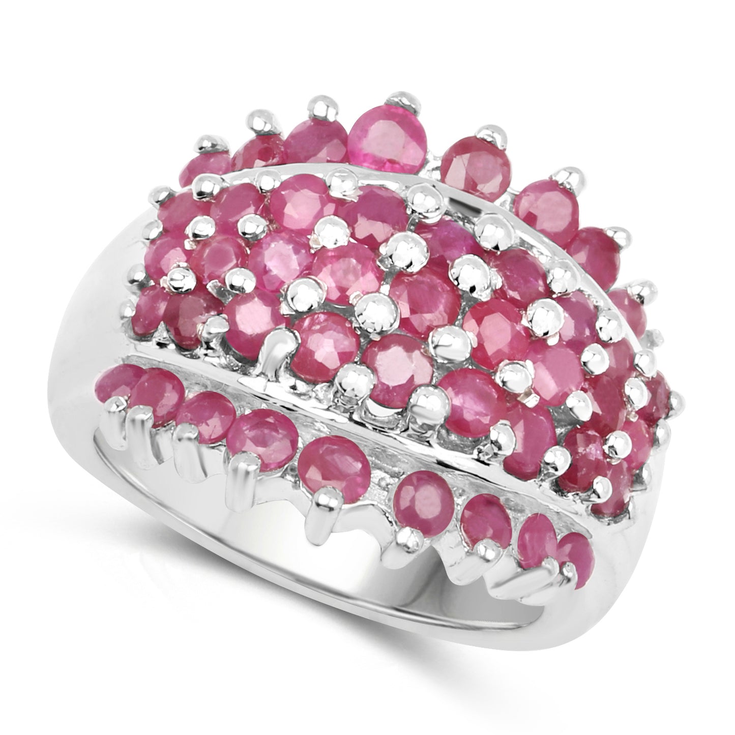 Genuine Ruby Sterling Silver Graduated Ring