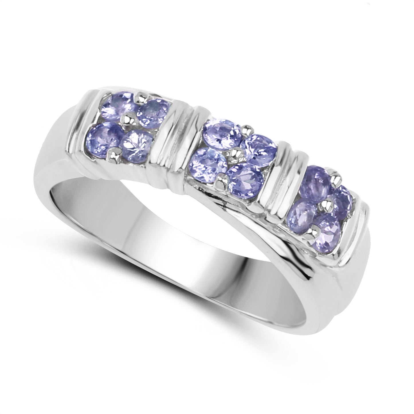 Genuine Tanzanite Sterling Silver Graduated Ring Piece