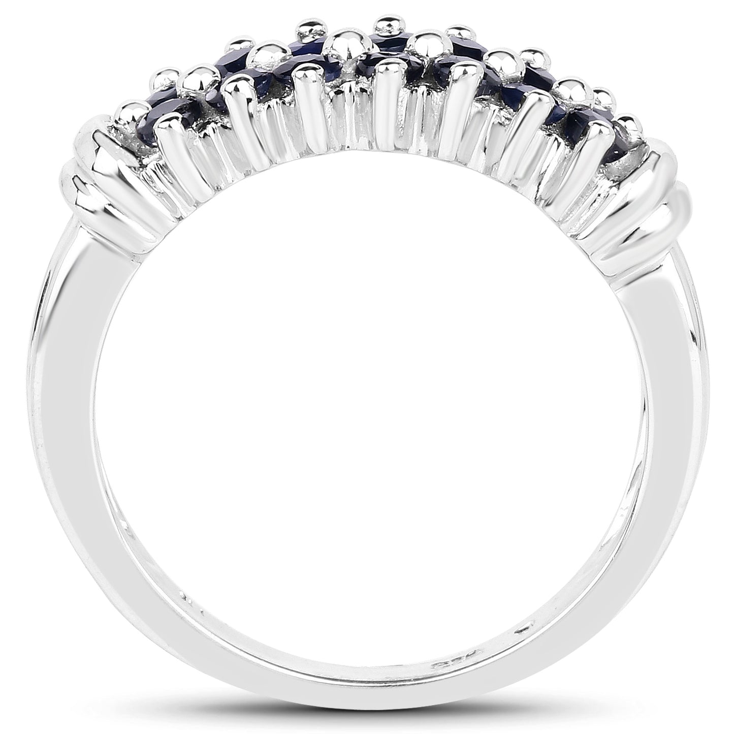 Genuine Blue Sapphire Sterling Silver Band Ring