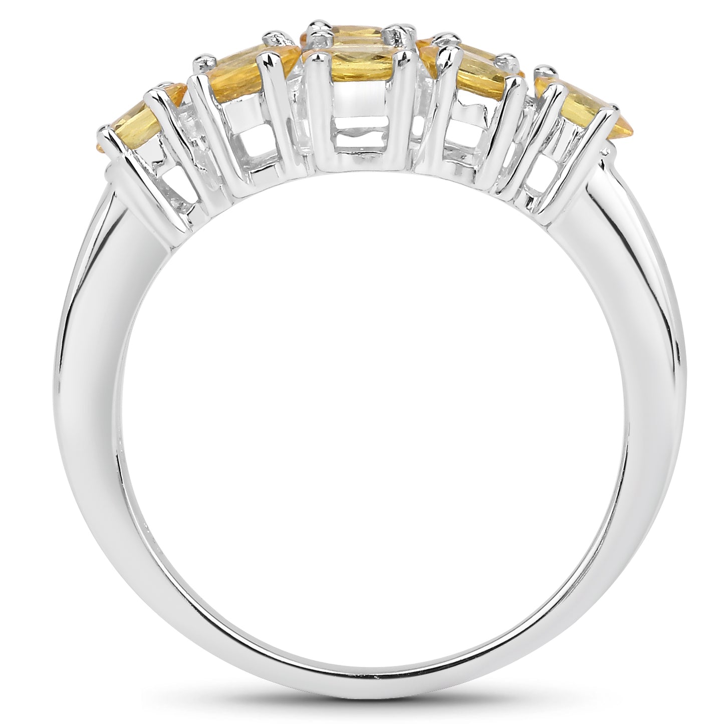 Genuine Yellow Sapphire Sterling Silver Cluster Ring