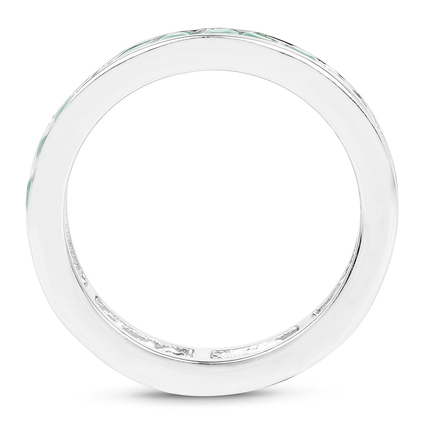 Genuine Emerald Eternity Band in Sterling Silver Ring