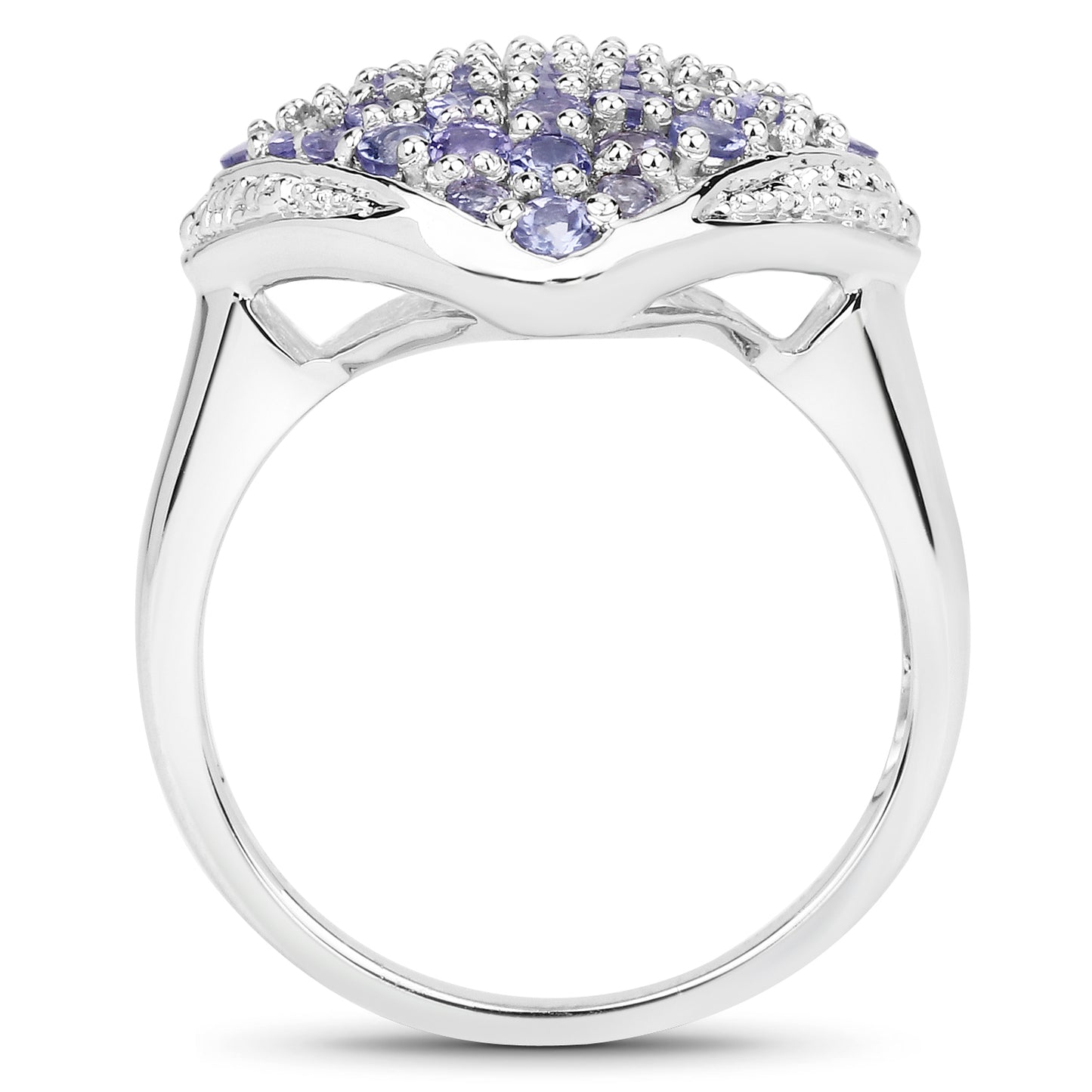 Genuine Tanzanite Sterling Silver Cluster Ring