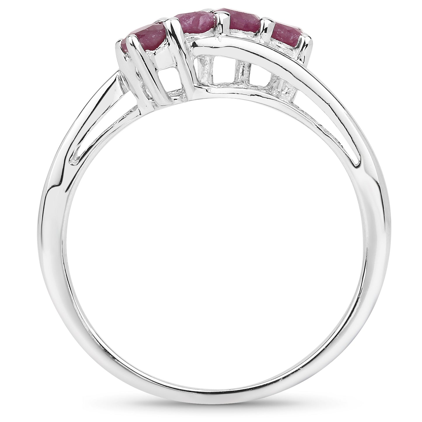 Genuine Ruby Sterling Silver Bypass Ring