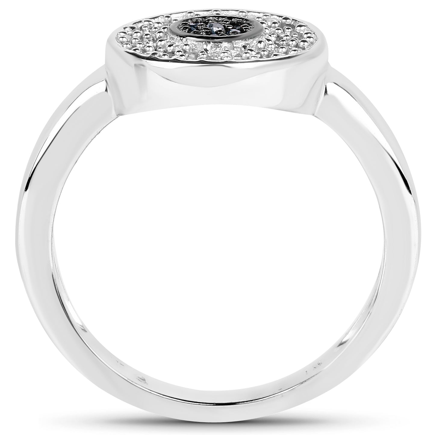 Genuine Blue Diamond and White Diamond Sterling Silver Graduated Ring