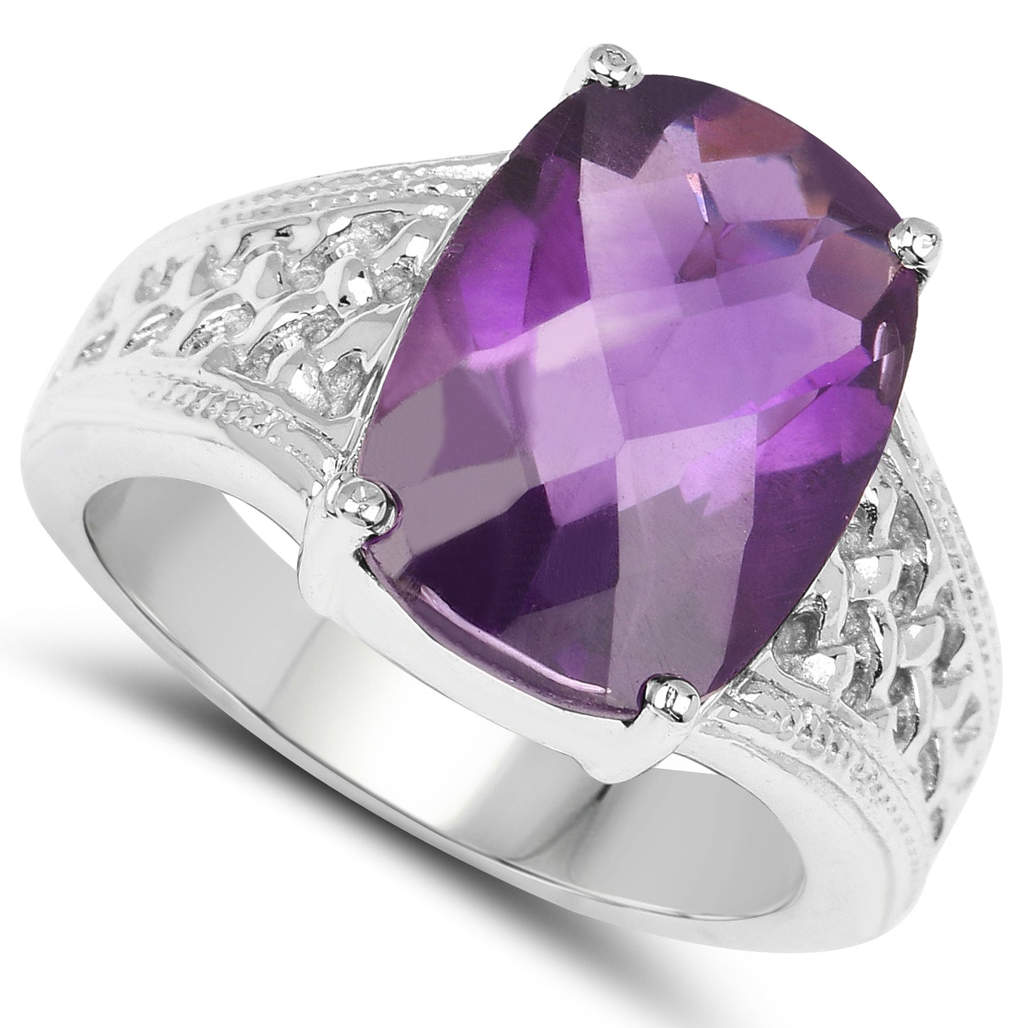 Genuine Amethyst Sterling Silver Graduated Ring