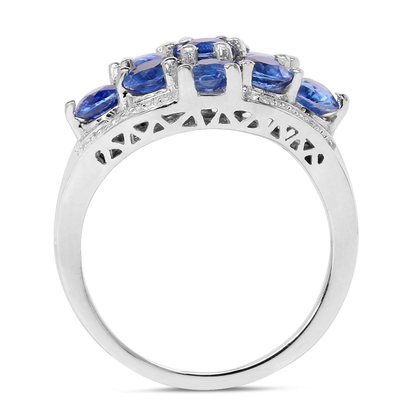 Genuine Kyanite Sterling Silver Cluster Ring