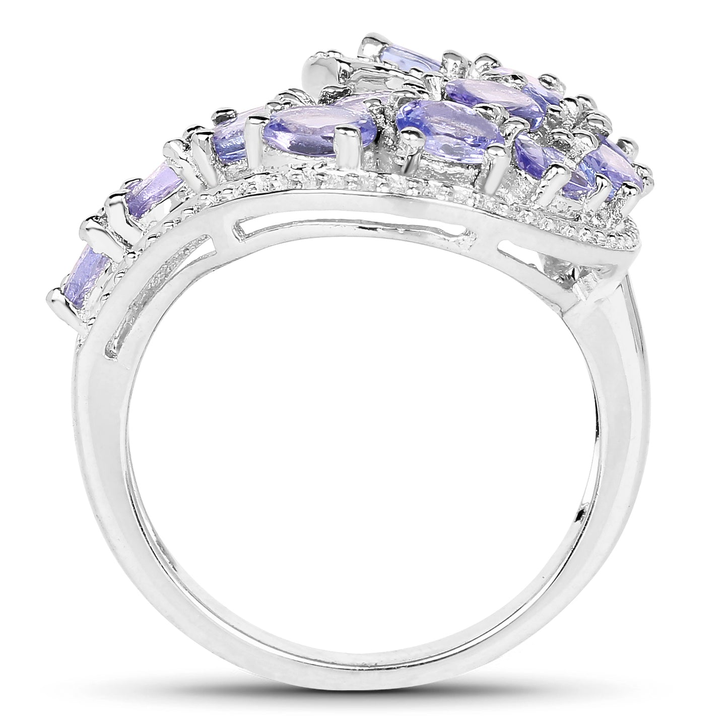 Genuine Tanzanite Sterling Silver Graduated Ring