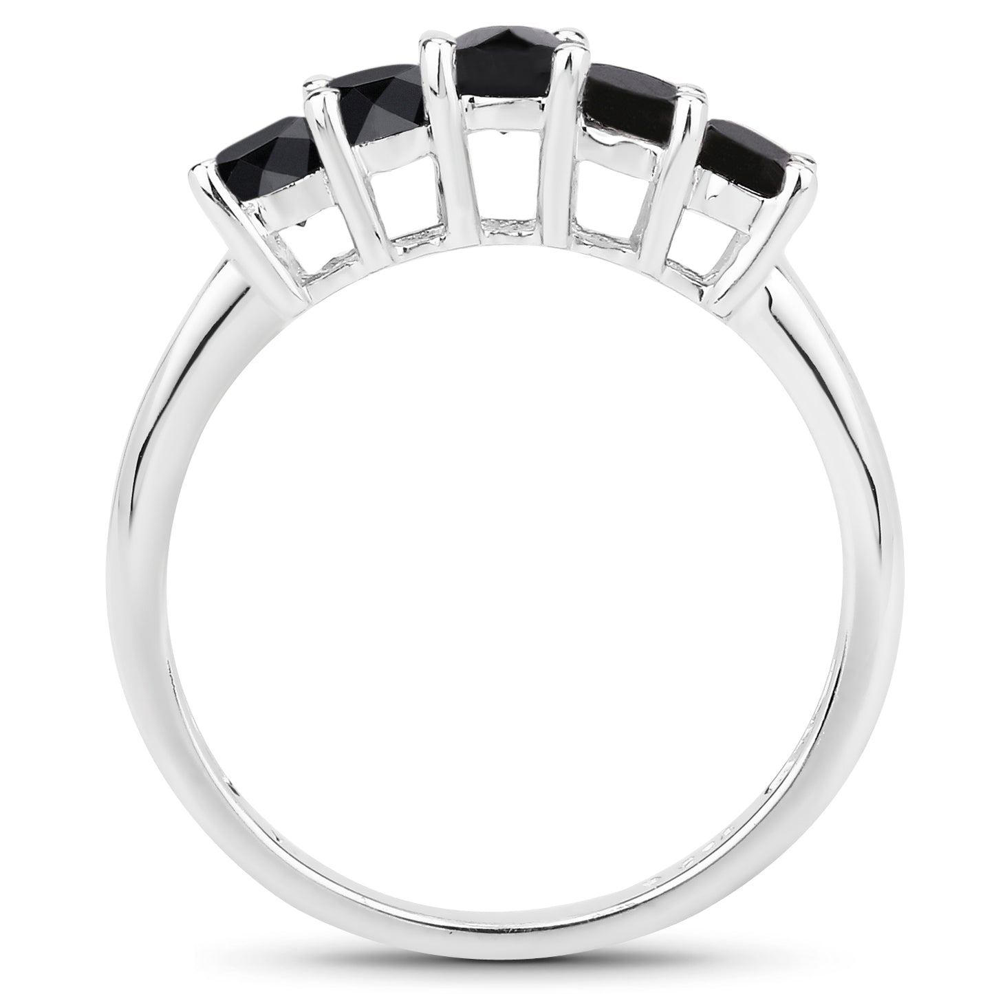 Genuine Black Diamond Sterling Silver 5-Stone Ring