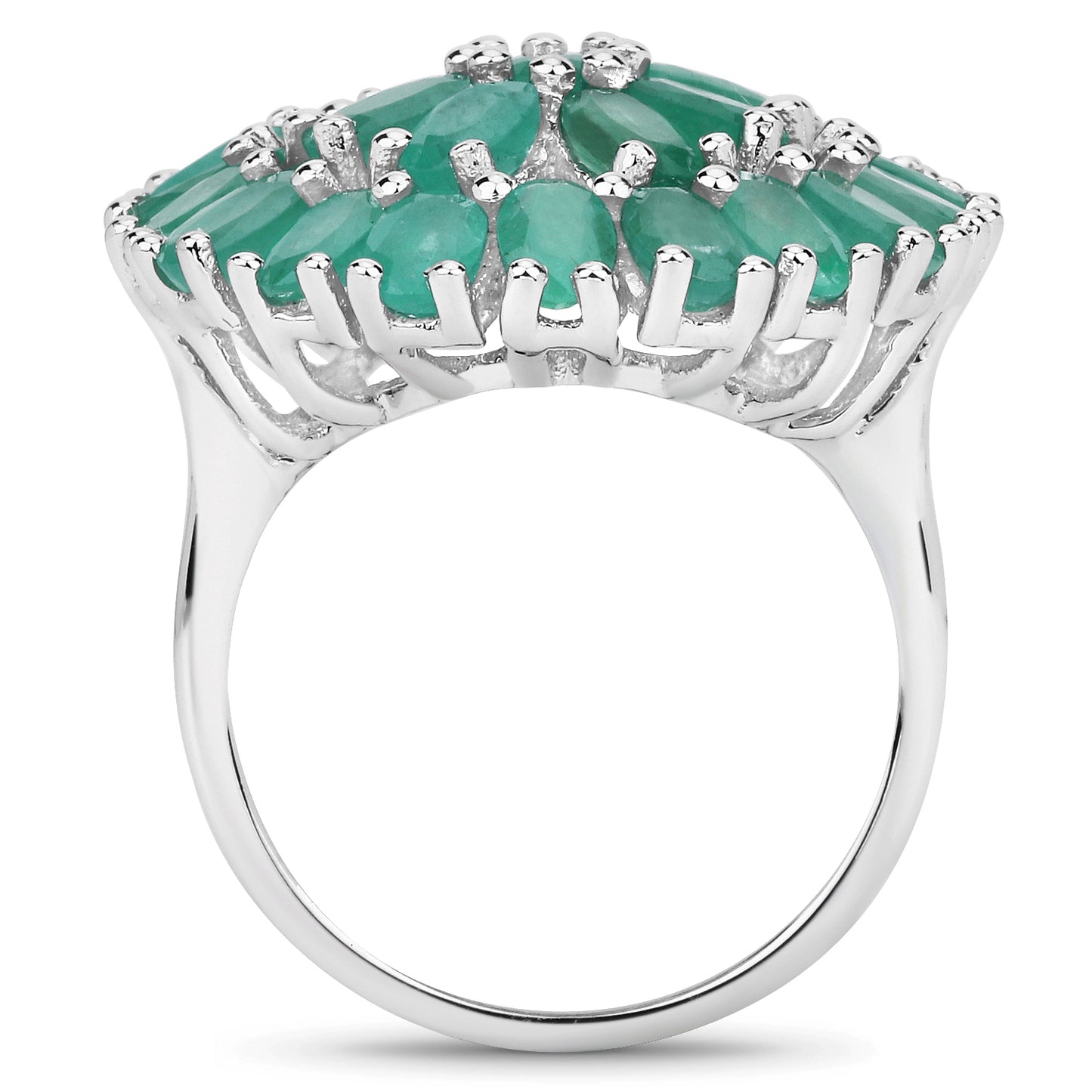 Genuine Emerald Sterling Silver Graduated Ring