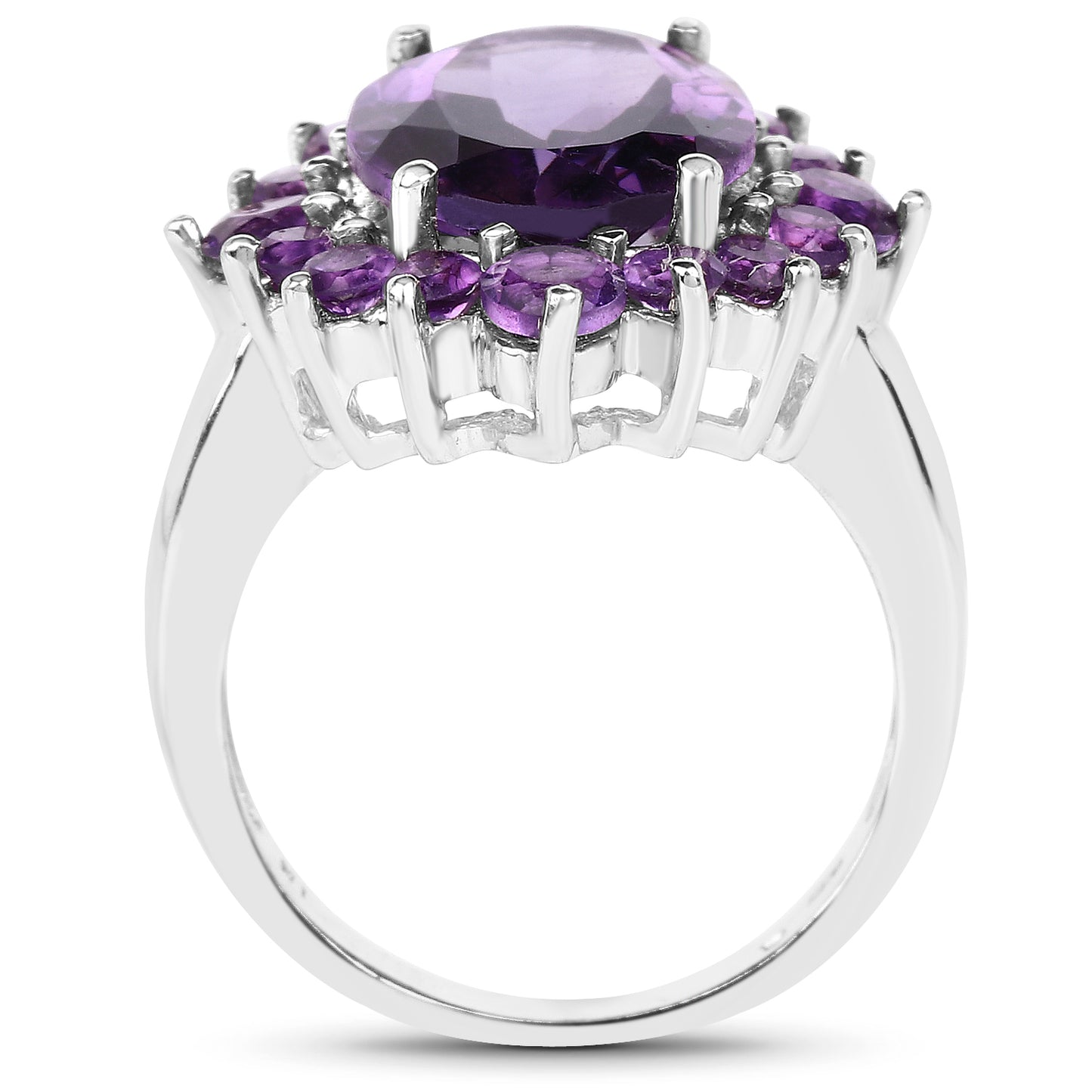 Genuine Amethyst Sterling Silver Graduated Ring