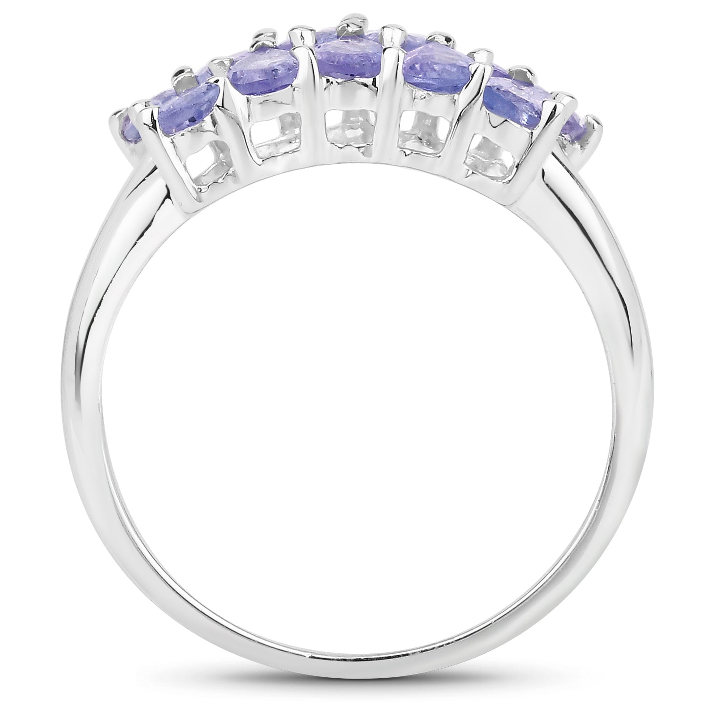 Genuine Tanzanite Cluster Sterling Silver Ring