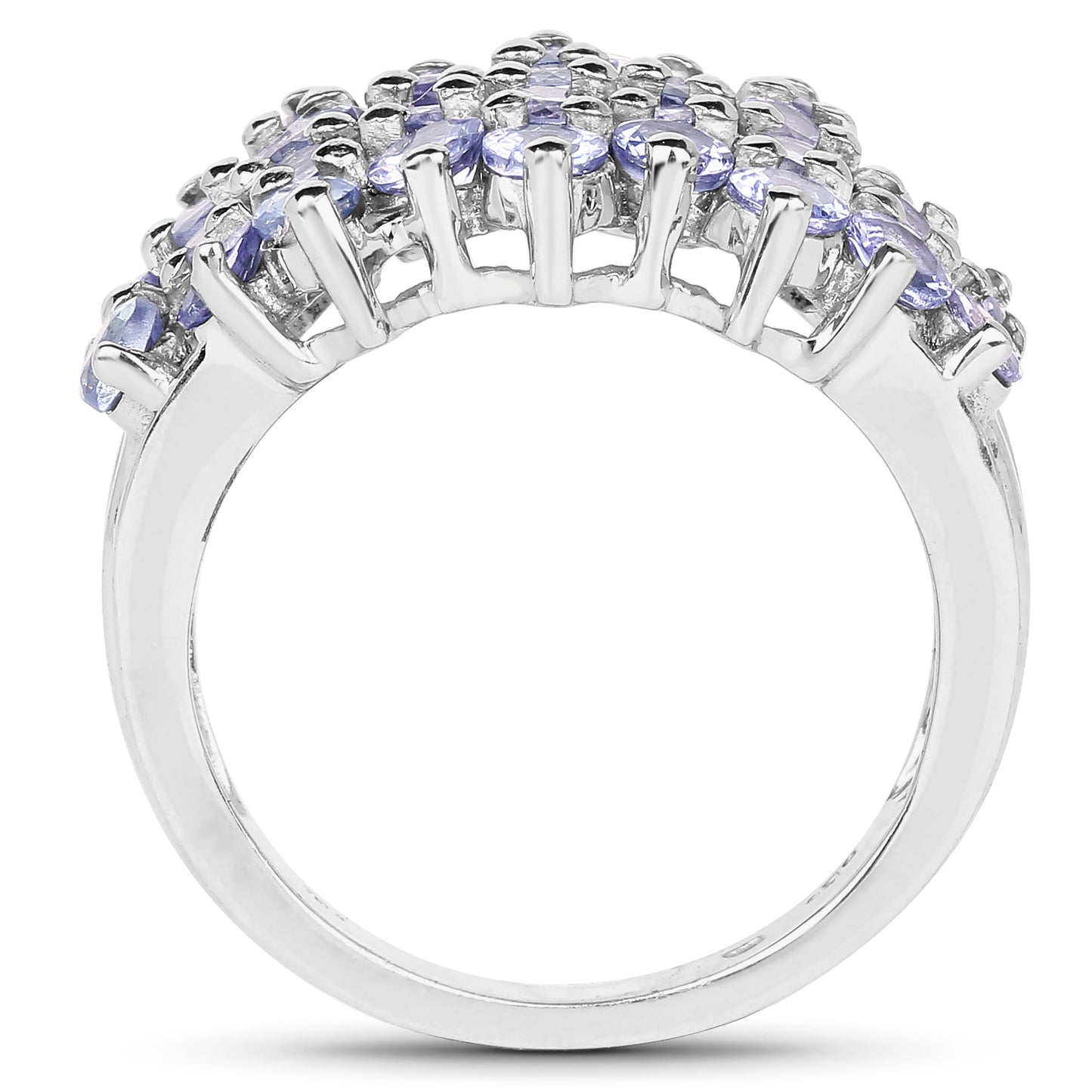 Genuine Tanzanite Sterling Silver Cluster Ring
