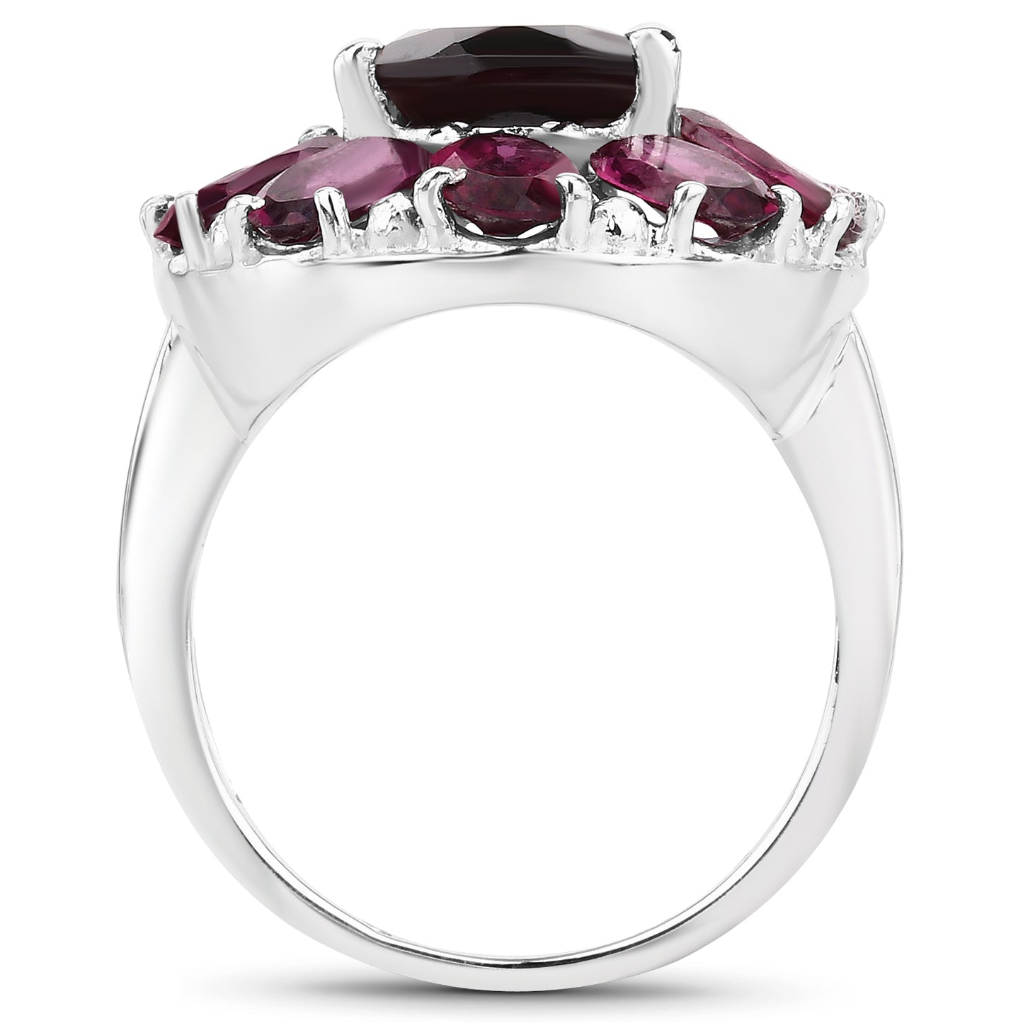 Genuine Garnet and Rhodolite Sterling Silver Floral Ring