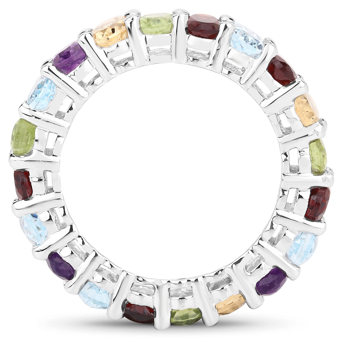Genuine Multi Stones Eternity Band in Sterling Silver