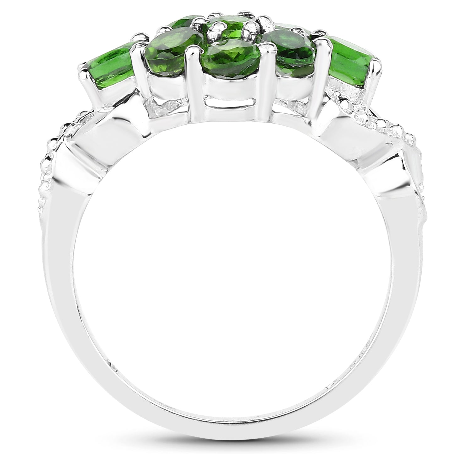 Genuine Chrome Diopside Sterling Silver Floral Ring
