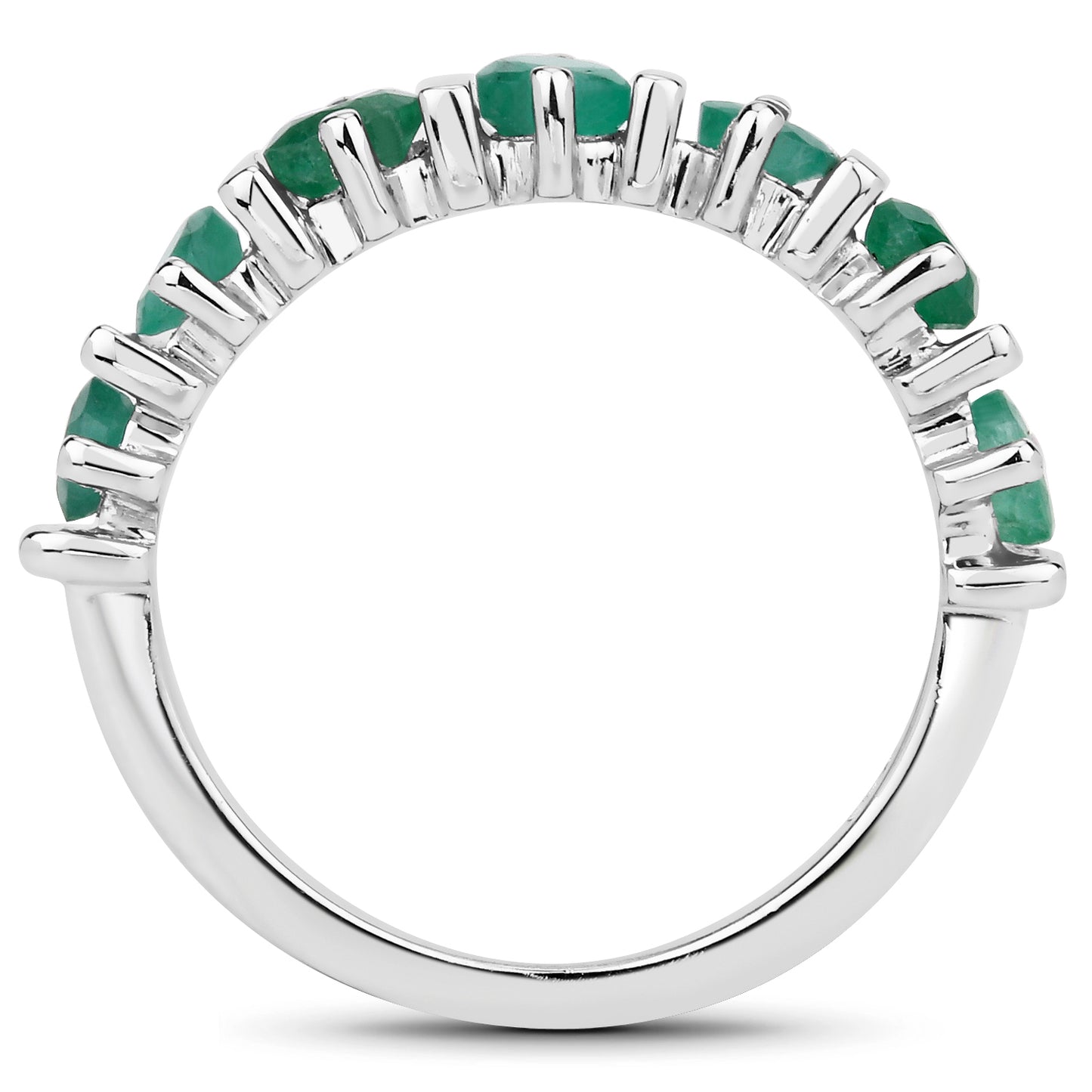 Genuine Emerald Sterling Silver Band Ring