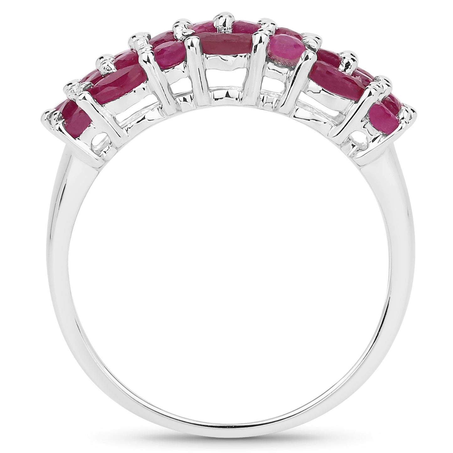 Genuine Ruby Sterling Silver Cluster Ring