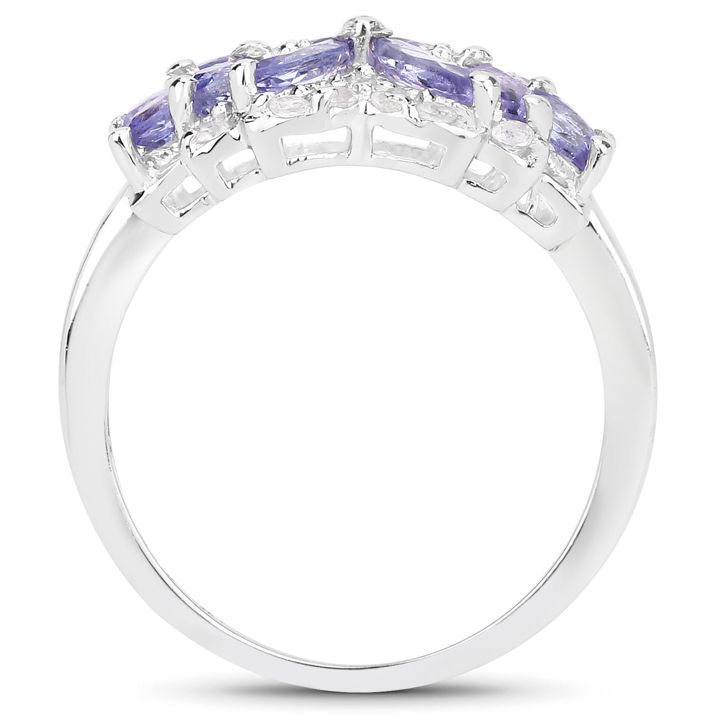 Genuine Tanzanite and White Topaz Sterling Silver Ring