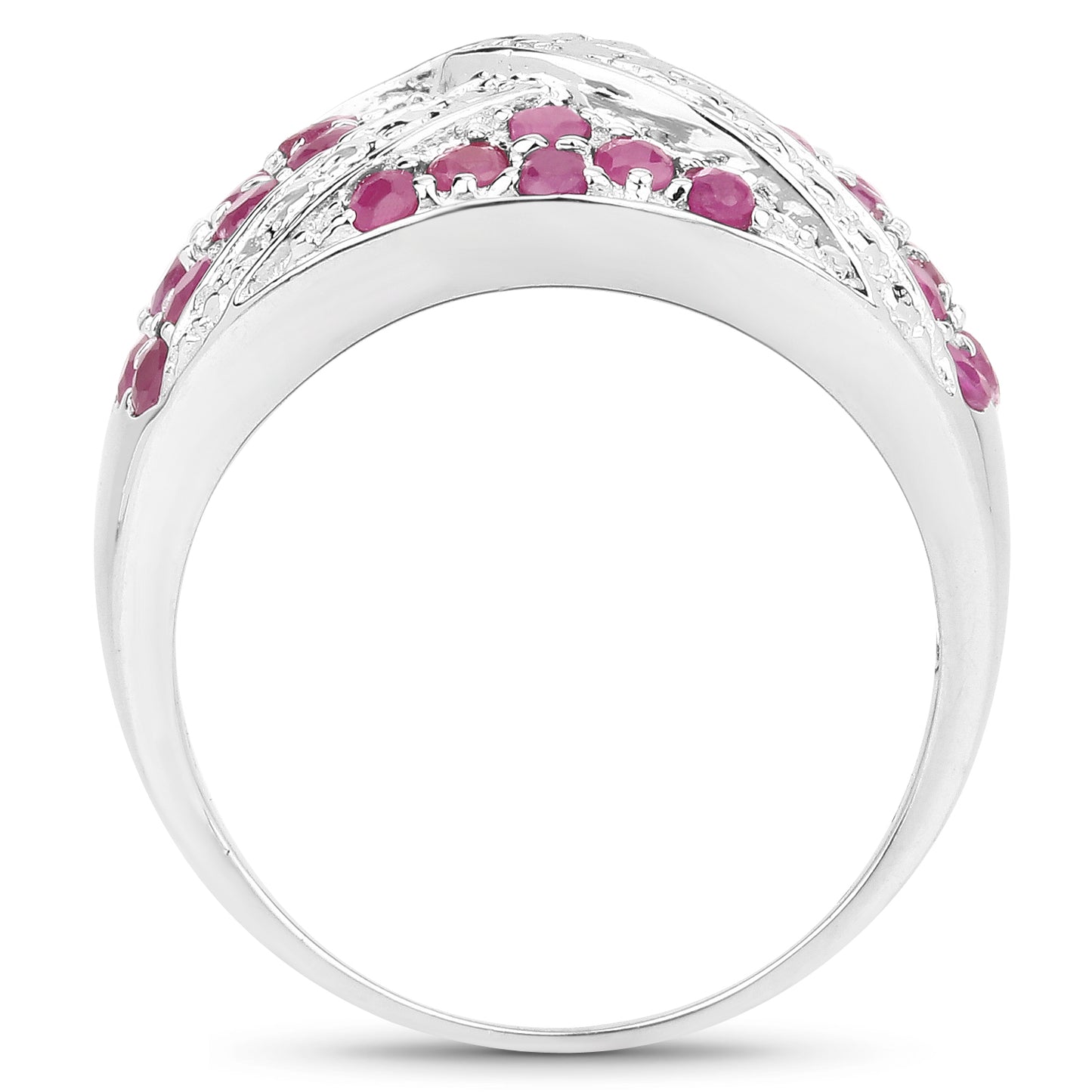 Genuine Ruby Sterling Silver Crossover Ring