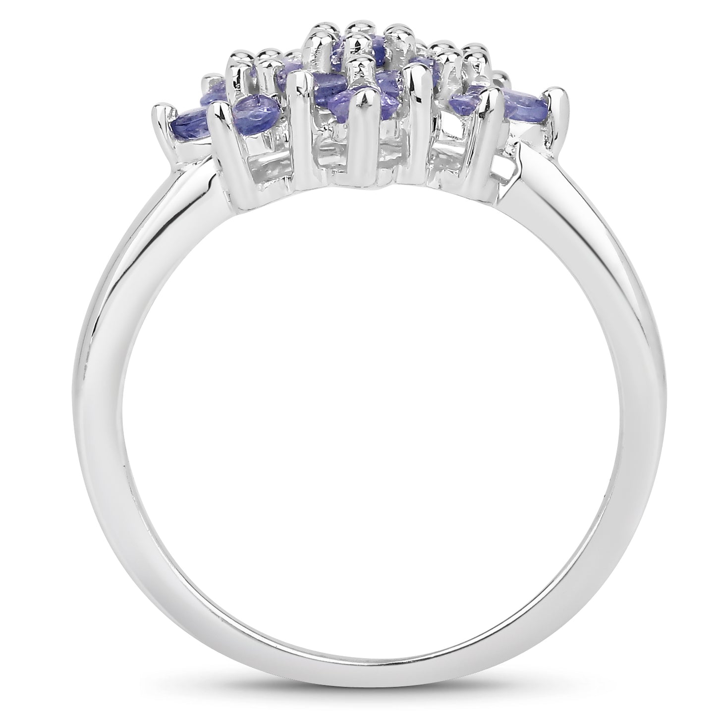 Genuine Tanzanite Sterling Silver Cluster Ring