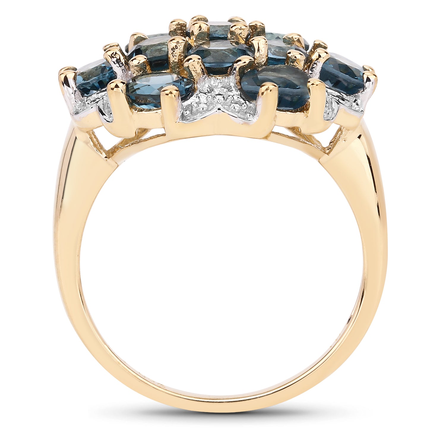 Genuine 14K Yellow Gold Plated London Blue Topaz Sterling Silver Ring