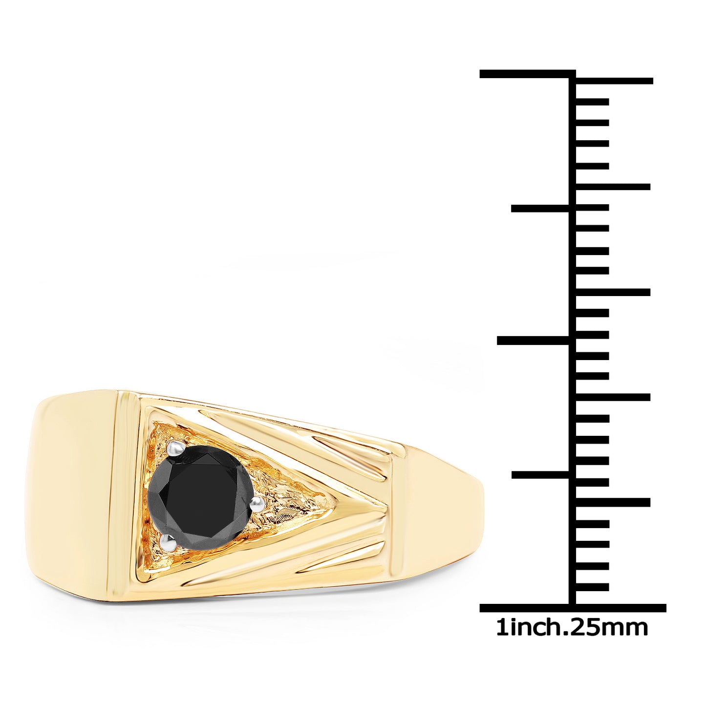 Genuine Black Diamond 14K Yellow Gold Plated Plated Sterling Silver Geometric Ring