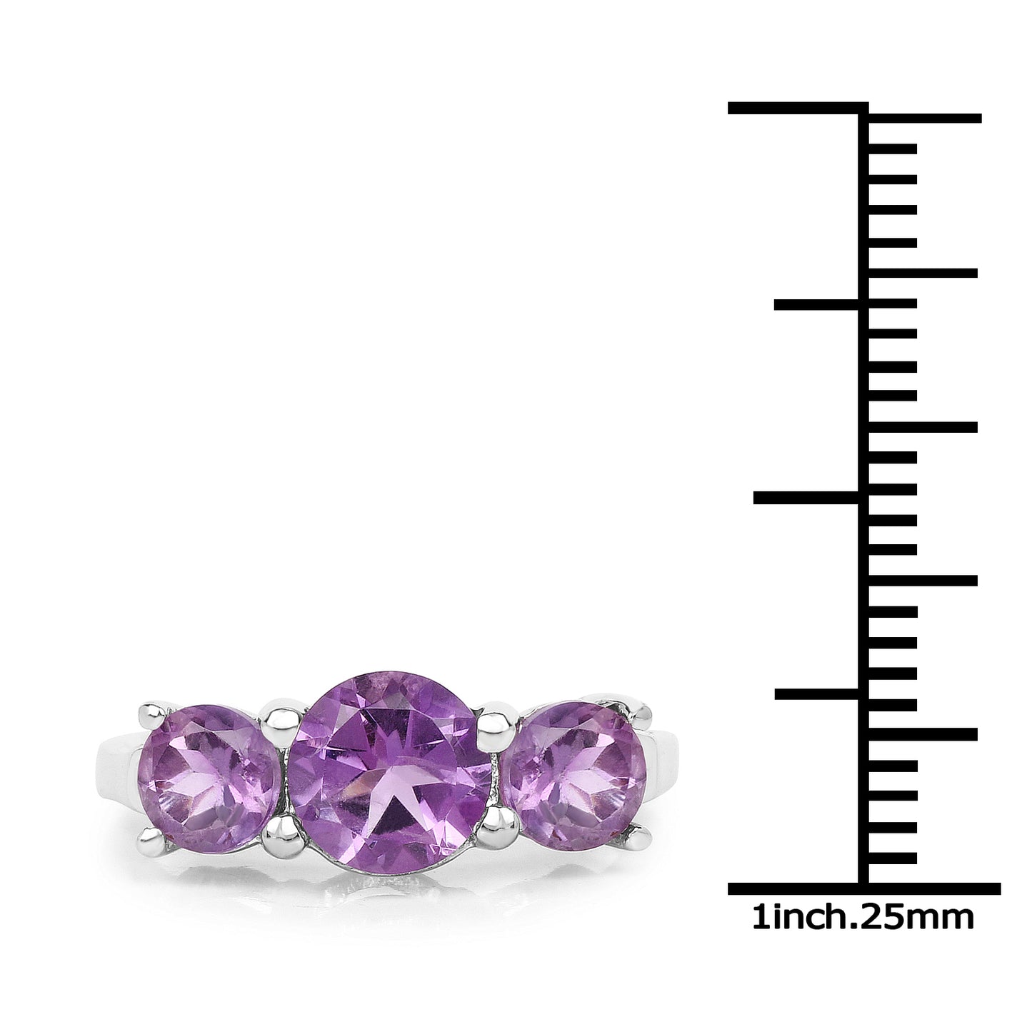 Genuine Amethyst Sterling Silver Graduated Ring