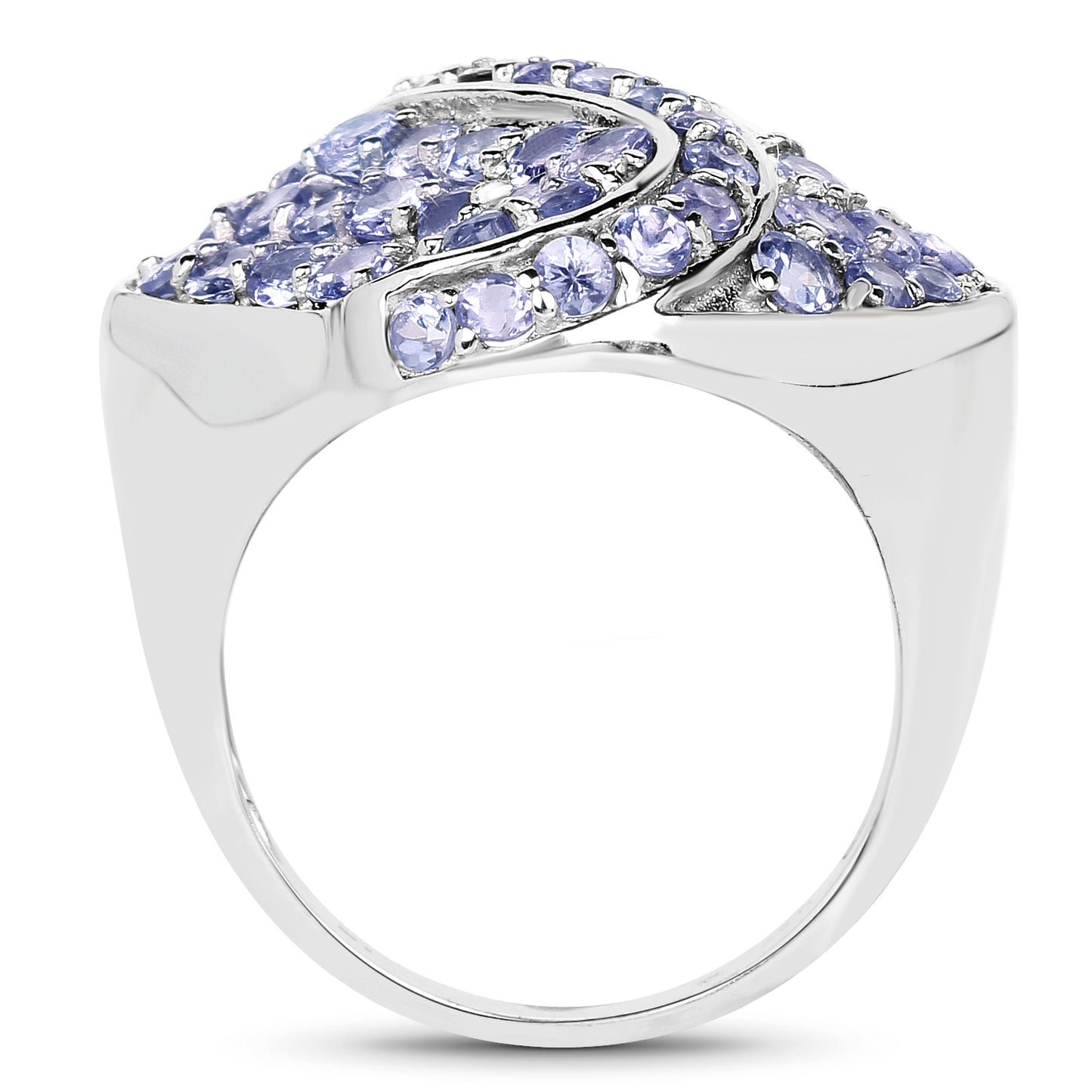 Genuine Tanzanite Sterling Silver Cluster Ring