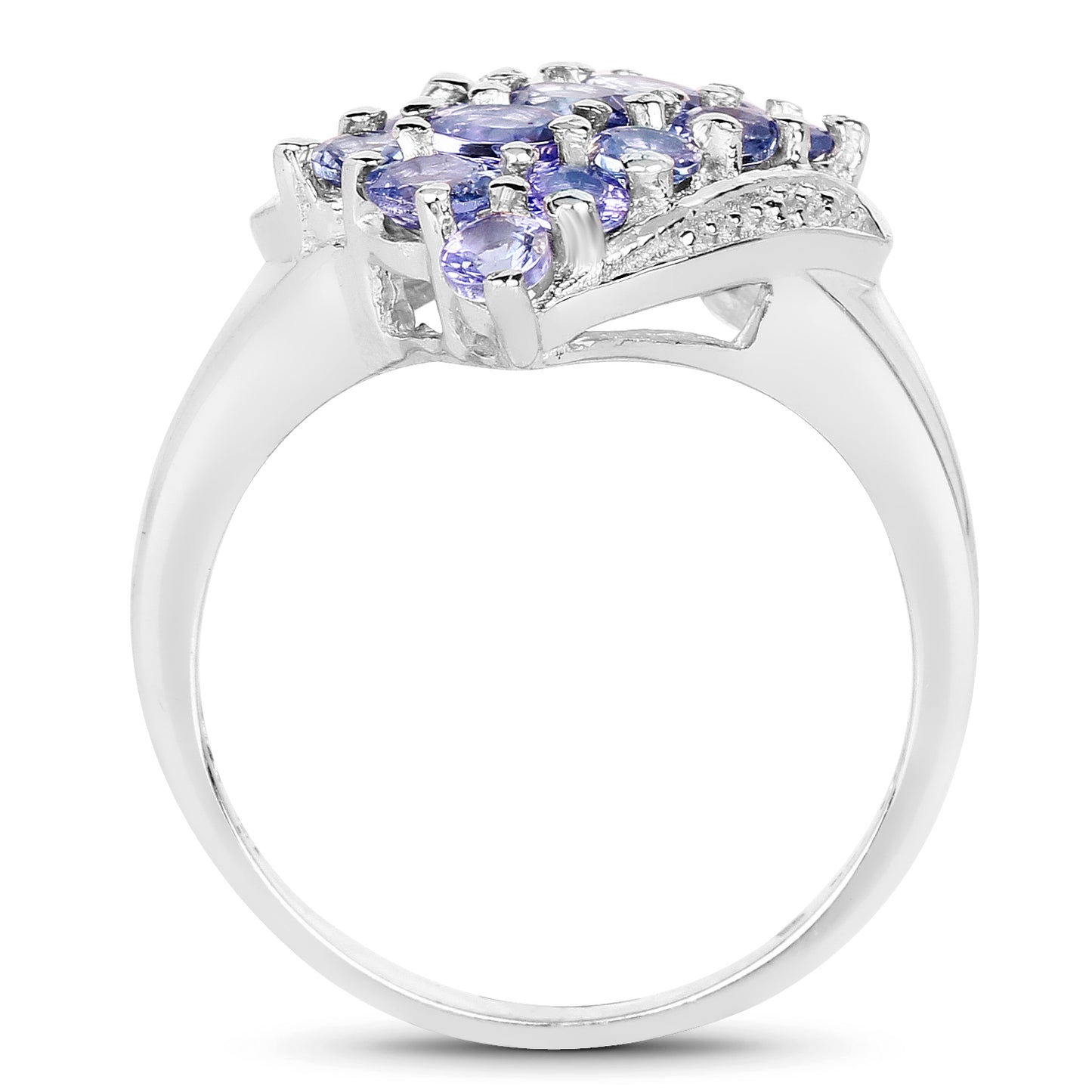Genuine Tanzanite Sterling Silver Cluster Ring