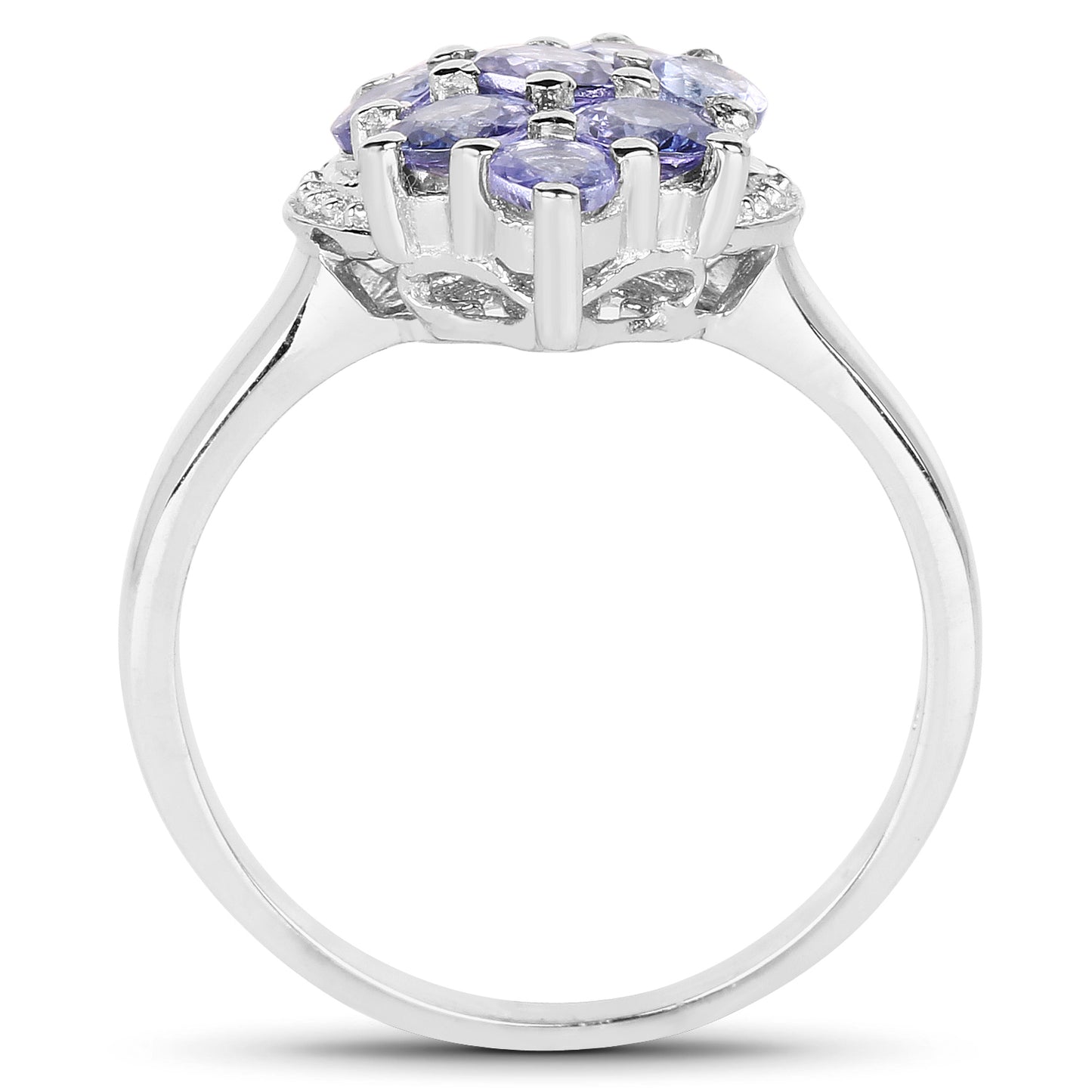 Genuine Tanzanite Sterling Silver Cluster Ring