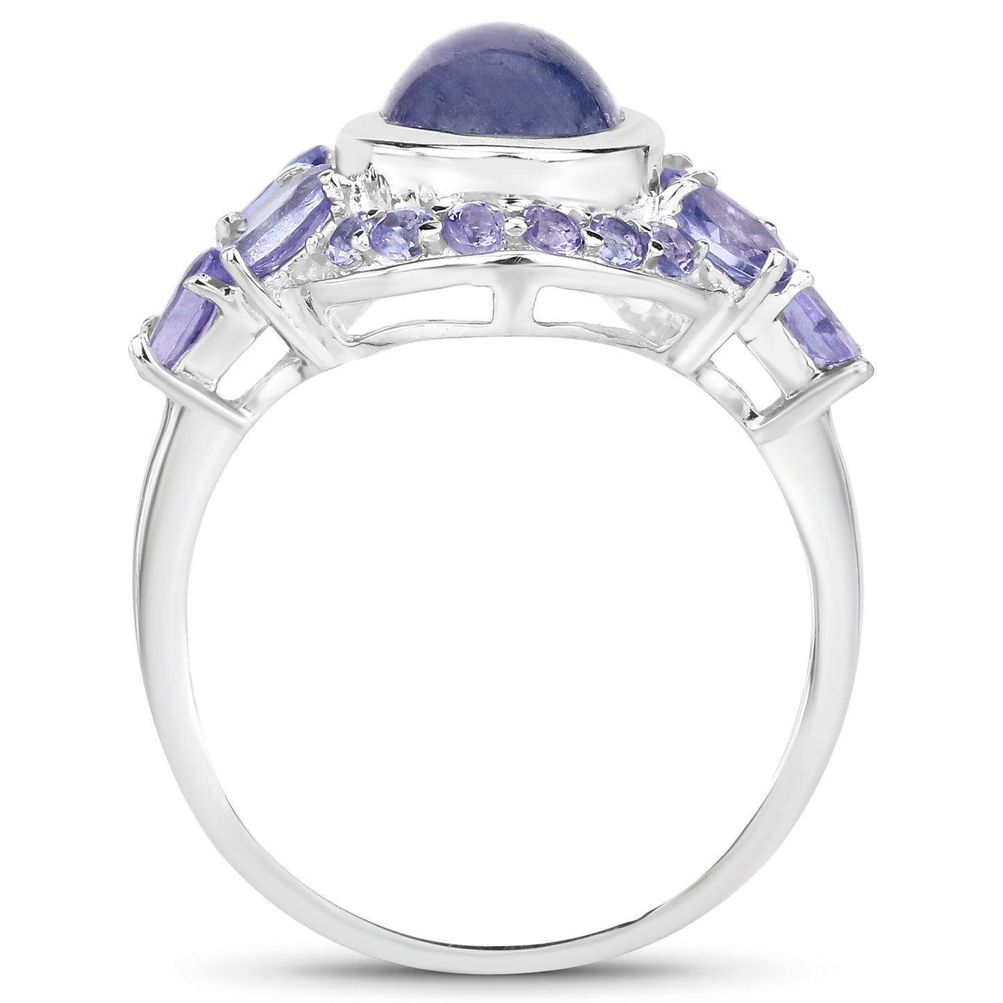 Genuine Tanzanite Sterling Silver Graduated Ring