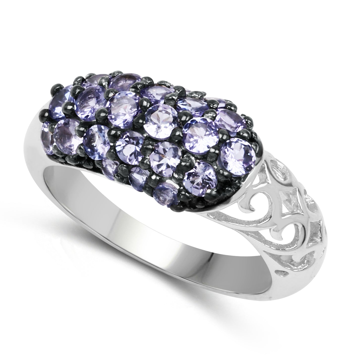 Genuine Tanzanite Sterling Silver Graduated Ring