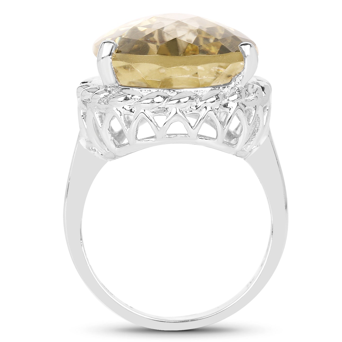 Genuine Lemon Quartz Sterling Silver Graduated Ring