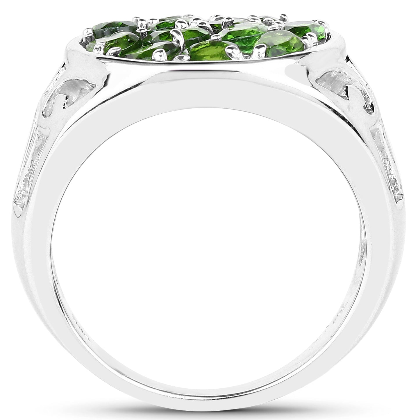 Genuine Chrome Diopside Sterling Silver Graduated Ring