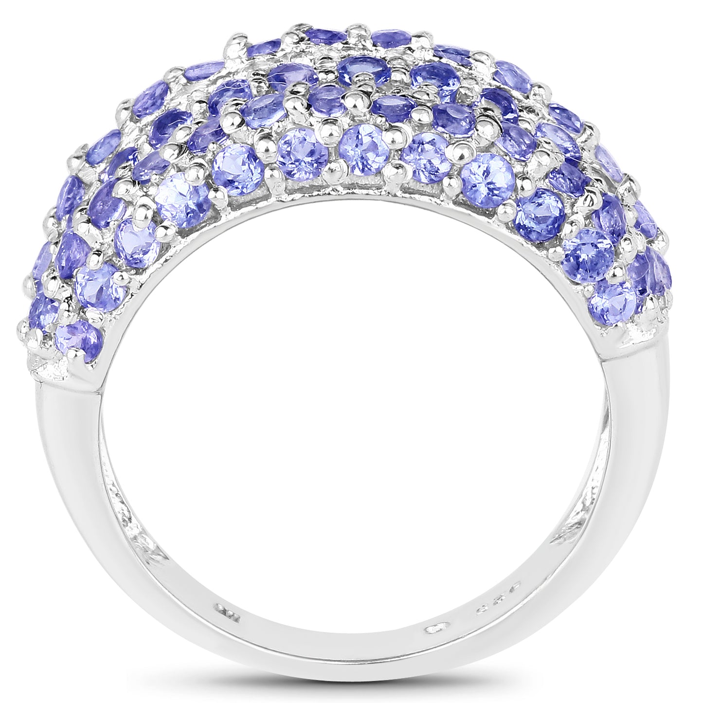 Genuine Tanzanite Sterling Silver Graduated Ring