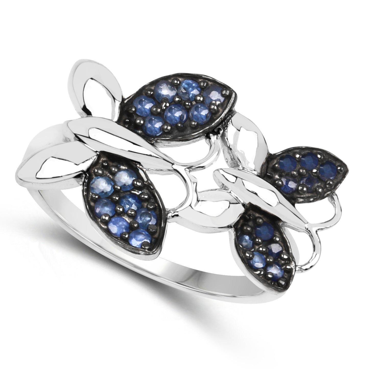 Genuine Blue Sapphire Sterling Silver Butterfly Ring