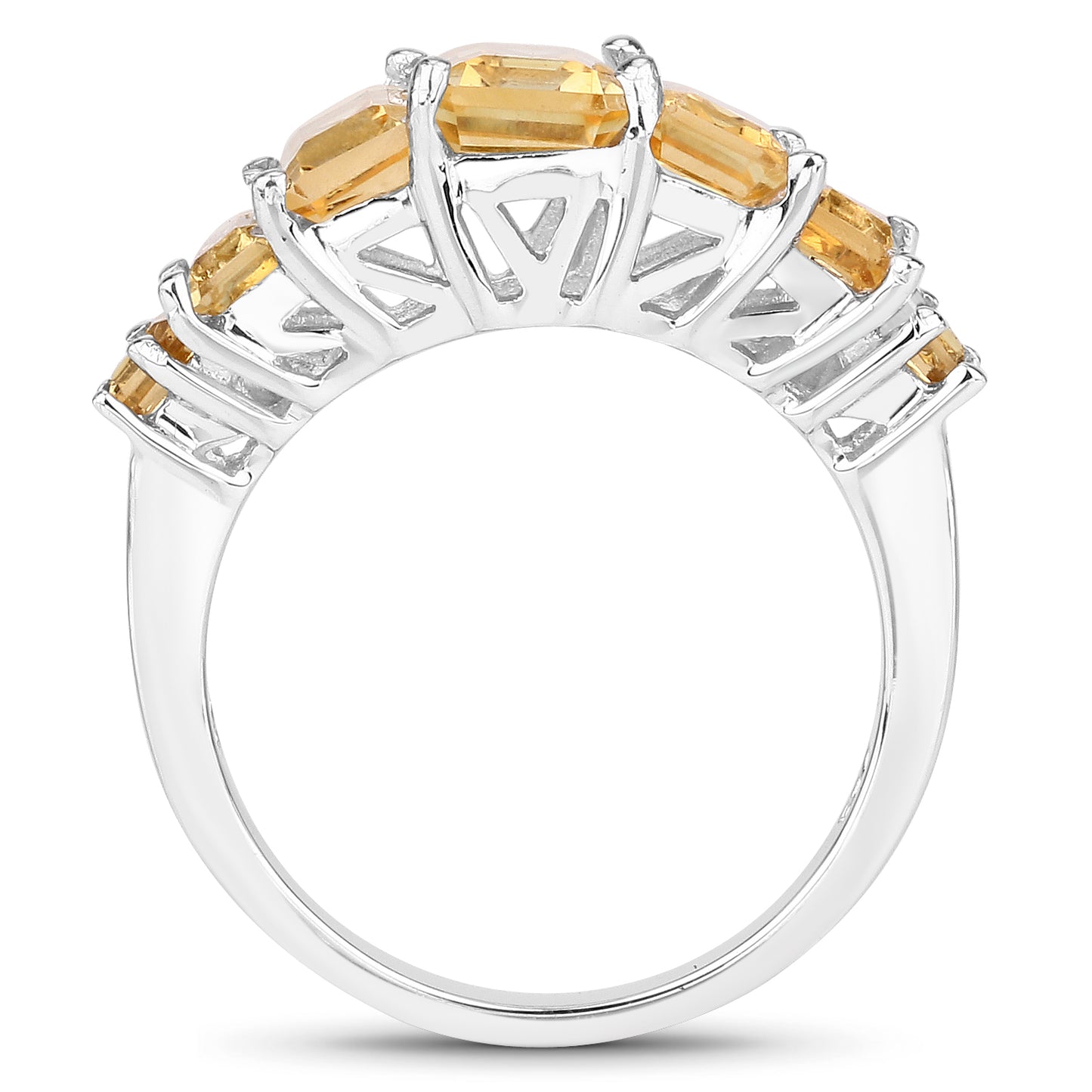 Genuine Citrine Sterling Silver Graduated Ring