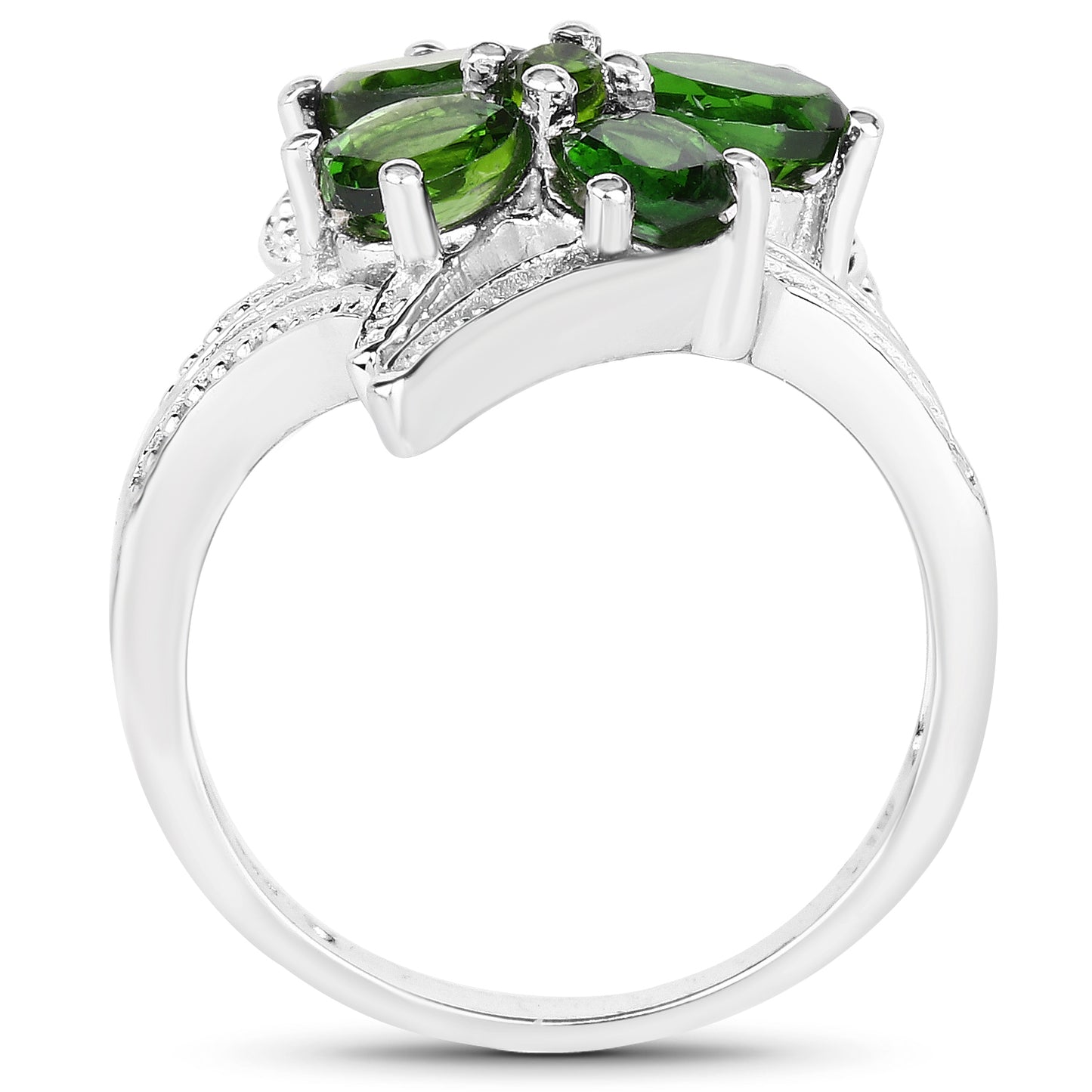 Genuine Chrome Diopside Sterling Silver Graduated Ring
