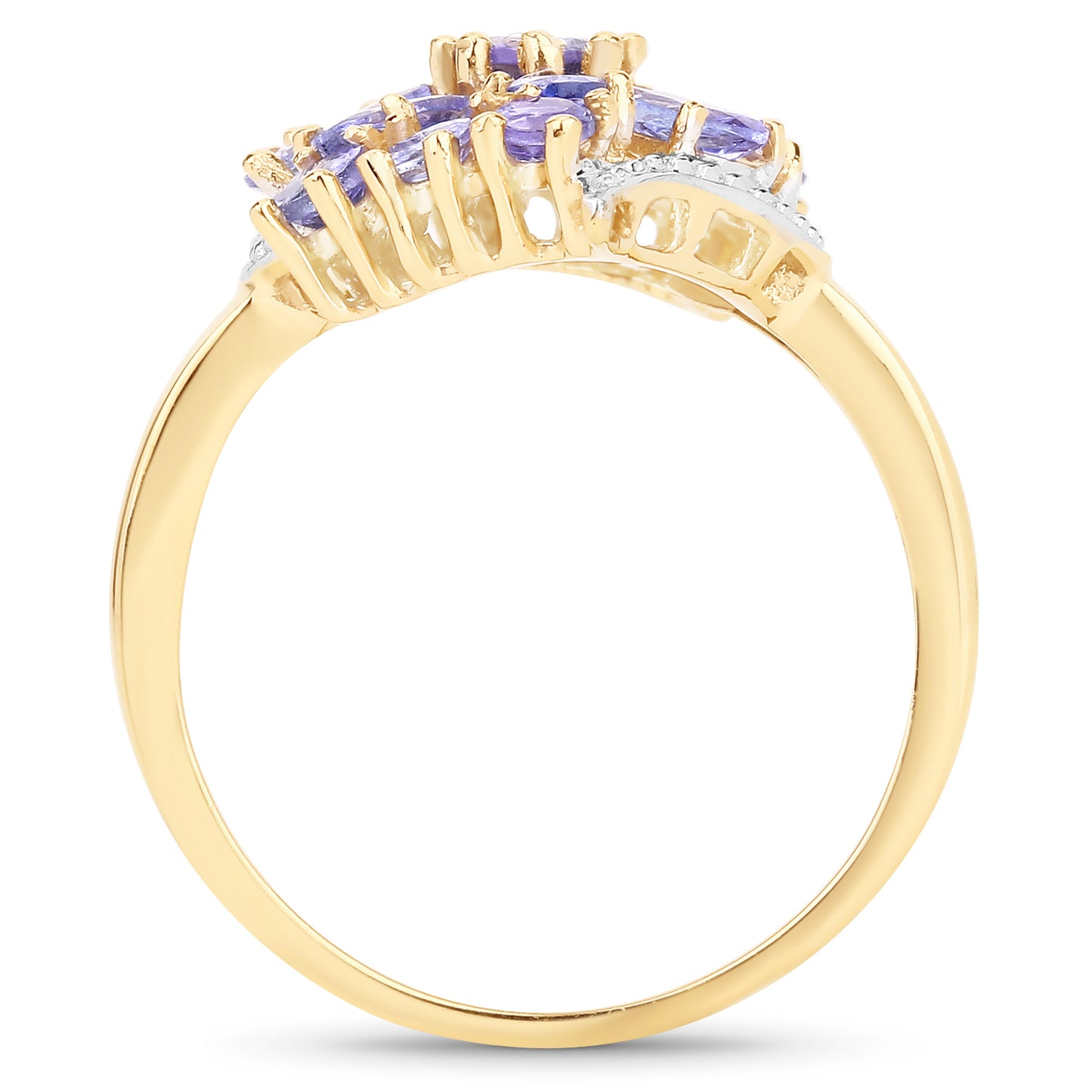 Genuine 14K Yellow Gold Plated Tanzanite Sterling Silver Ring