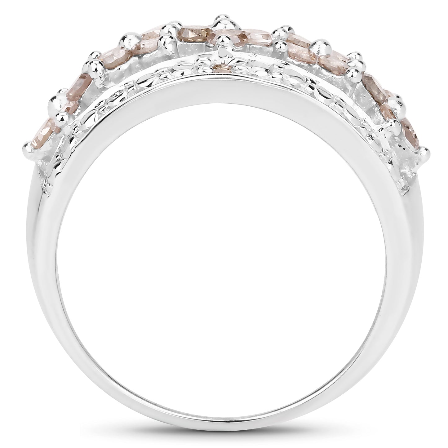 Genuine Champagne Diamond Sterling Silver Band Ring