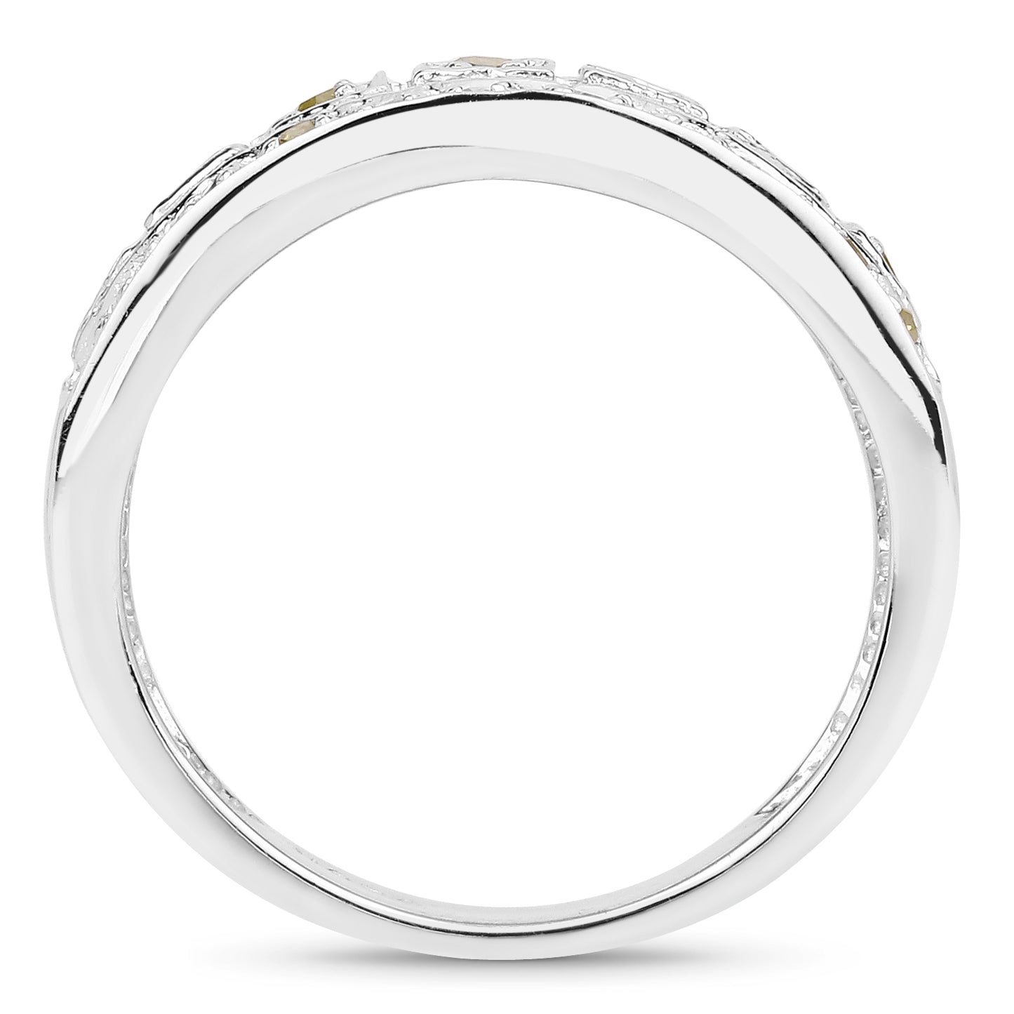 Genuine Yellow Diamond Sterling Silver Band Ring