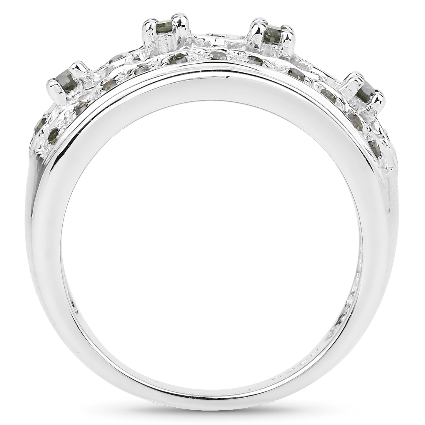 Genuine Green Diamond Sterling Silver Band Ring