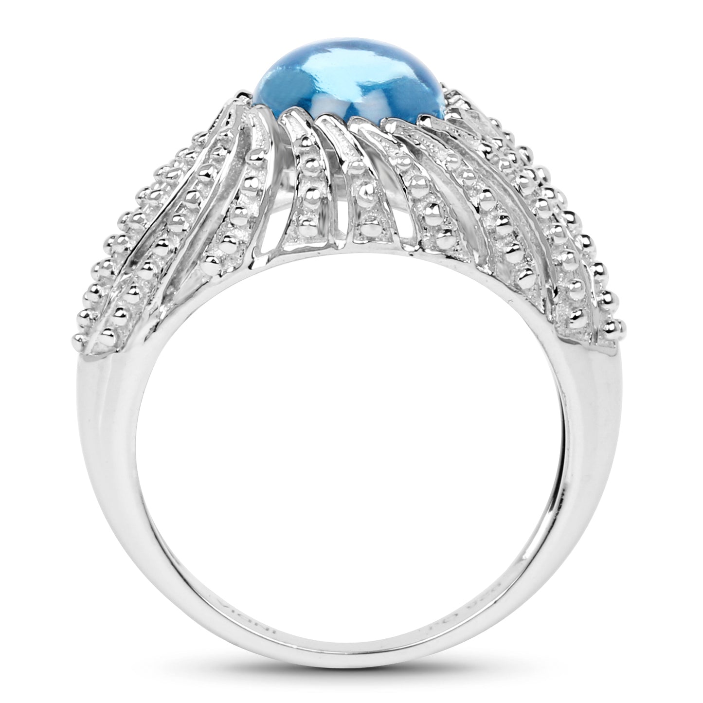Genuine Swiss Blue Topaz Filigree Sterling Silver Graduated Ring