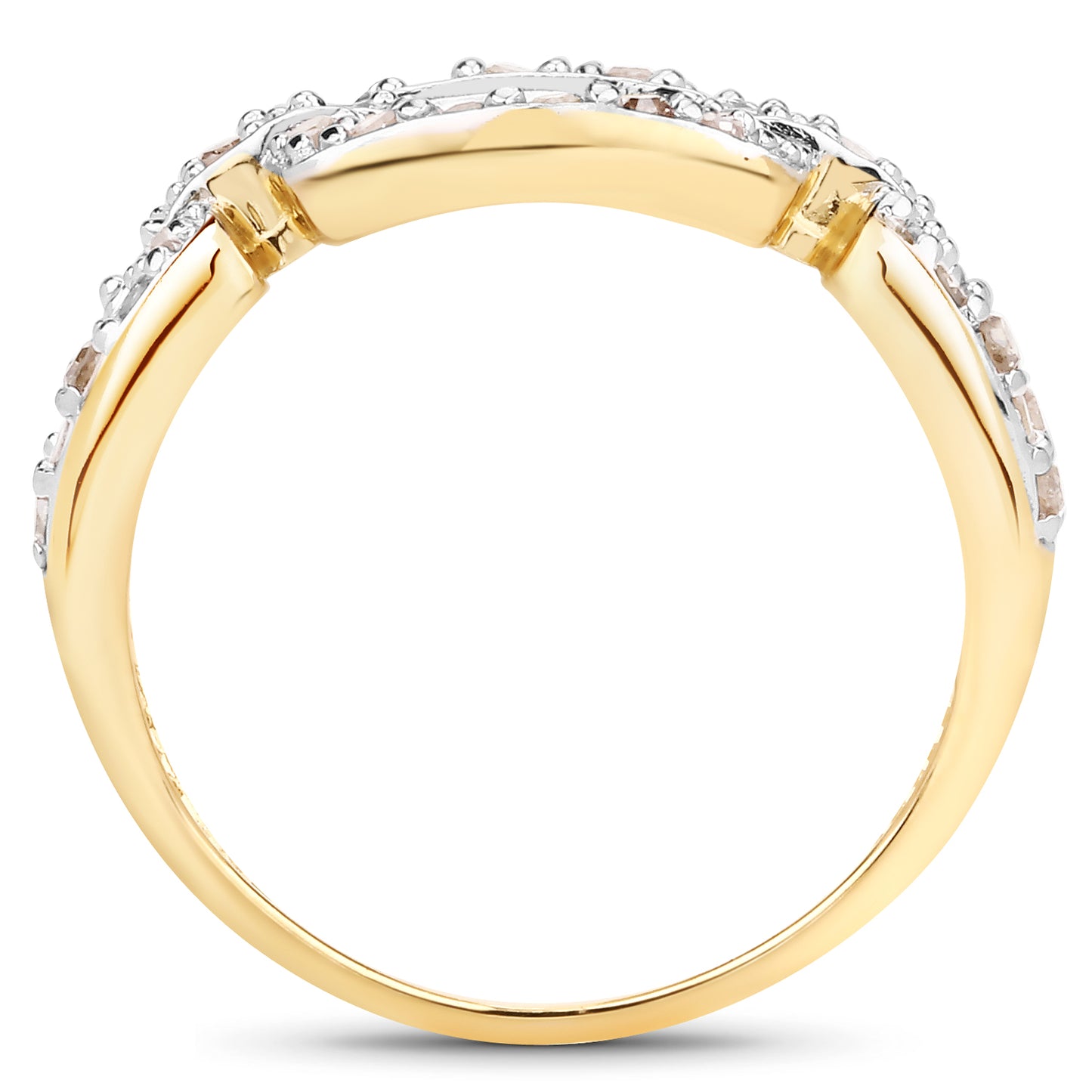 Genuine Champagne Diamond Sterling Silver Graduated Ring