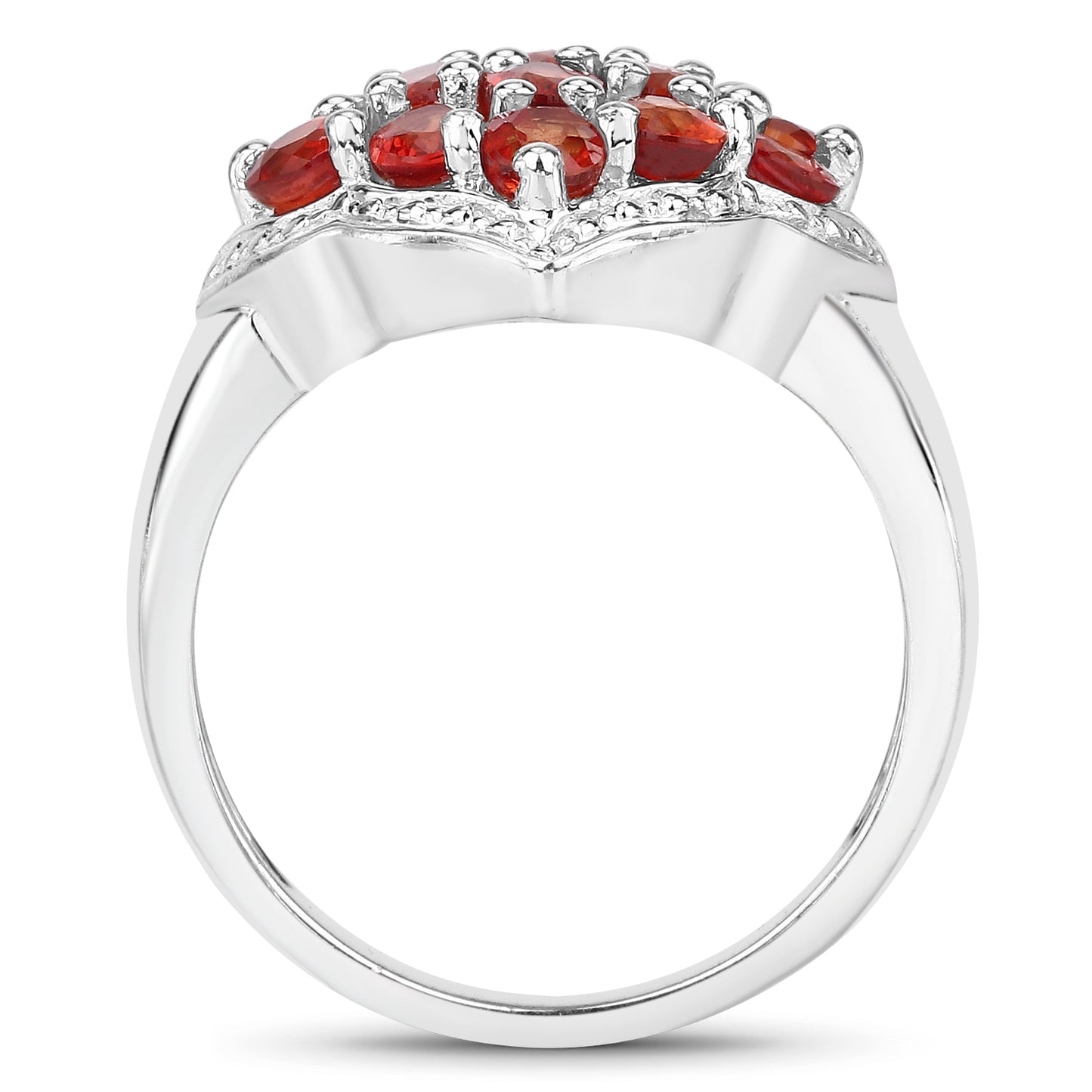 Genuine Red Sapphire Sterling Silver Graduated Ring